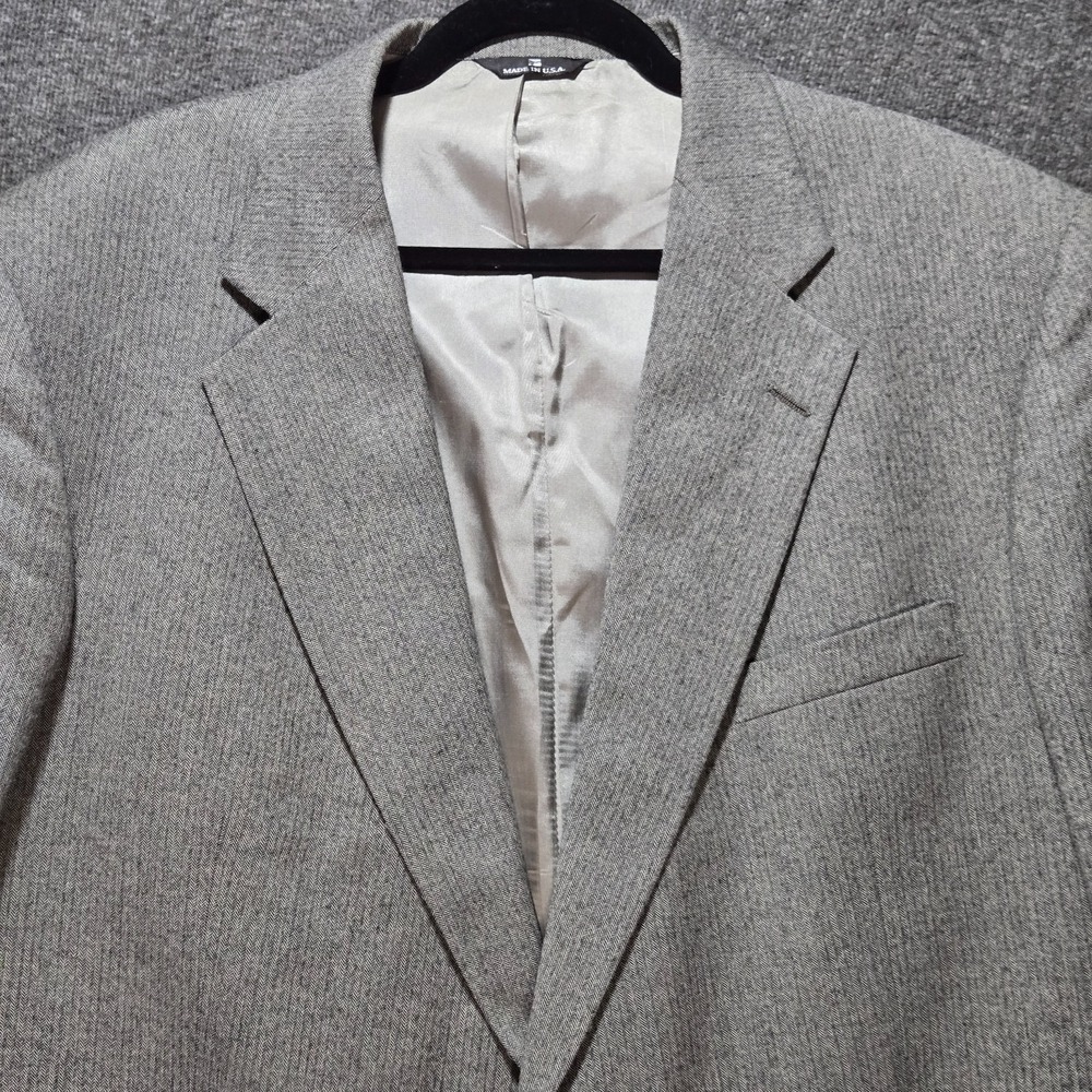 Polo University Club By Ralph Lauren Sz 48R Grey Wool Herringbone Blazer Preppy